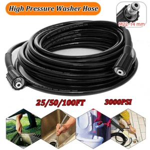 Repuesto de manguera de lavadora de alta presión de 25-100 ft 3000PSI con conector M22-14 mm - Imagen 1 de 33