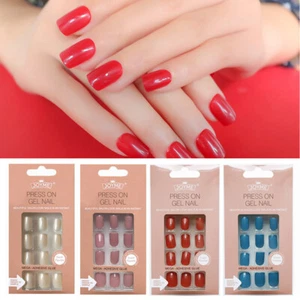 Nails Art Fake Nail Wearable Nails Solid Colored False Nails Detachable r - Picture 1 of 19
