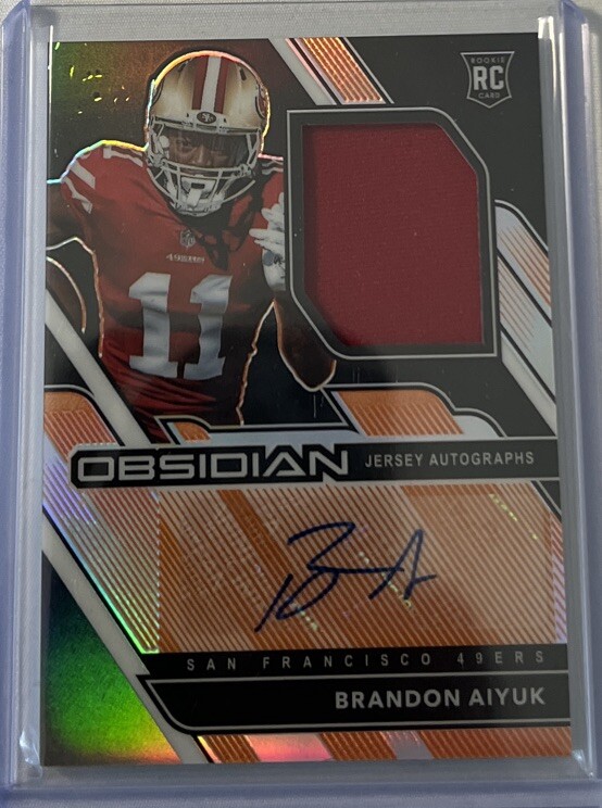 2020 Obsidian Brandon Aiyuk Rpa Patch Auto Rookie Orange Prizm /99 #210 Rc Card