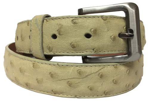 OFF WHITE Cintura uomo bianco sporco vera pelle di struzzo vestito pelle western cowboy taglia 38