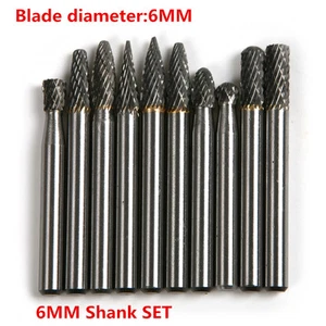 10Pcs 6 x 6MM Tungsten Carbide ALUMINUM CUT Rotary Burr Burs 6mm shank SET - Picture 1 of 1