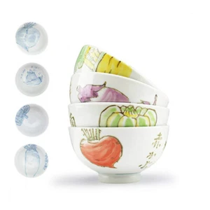 4er Set, japanisches Porzellan Keramik beidseitig handbemalte Motive Servierschalen - Bild 1 von 8