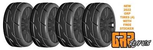 GRP GTX03-XB1x2 1:8 GT New Treaded UltraSoft (4) Black 20 Spoke Rubber Tires - Imagen 1 de 10
