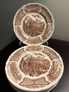 ALFRED MEAKIN FAIRWINDS BRAUN STAFFORDSHIRE 8ER SET BROT- UND BUTTERDOSE - Bild 1 von 5