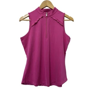 Tail Women's Guiness 1/4 Zip Golf Top Size M Pink Ruffled Athletic UPF 50 - Picture 1 of 8