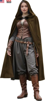 Capa con Capucha - Capa Corta de Fantasía Medieval de Halloween para Juegos con disfraces - Unisex Renacimiento Foto 1 de 4