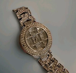 Vintage Geneva Crystal Pave Women's Watch, Grid Dial - Japan Movement - 8" - Picture 1 of 20