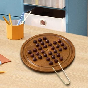 Wooden Solitaire Board Game, Marble Chess Mind Game, Europe Board Game Single - Picture 1 of 7