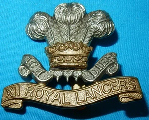 12th ROYAL LANCERS BRITISH MILITARY CAP BADGE - SLIDER - BI METAL - Picture 1 of 2
