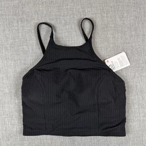Lululemon Swim Top Size Extra Small Black Seersucker High Neck Long C/D Cups NWT - Picture 1 of 10