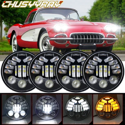 4Pcs 5.75" Round Headlight Hi/Low Beam For Chevrolet Corvette 1958 1959-1982 - Image 1 of 4