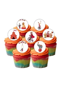 Cake Toppers Circus Show 12 decorazioni in carta wafer commestibile pretagliate - Foto 1 di 9