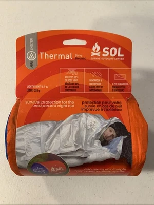 Nuevo SOL Survive Exterior Más Largo Térmico Emergencia Vivero Camping Esquí 34” x 84” Foto 1 de 4