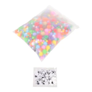 Colorful DIY Pom Poms Crafts Evil Eye Decal Wobbly Wiggle Eyes Wiggle Wool Balls - Picture 1 of 12