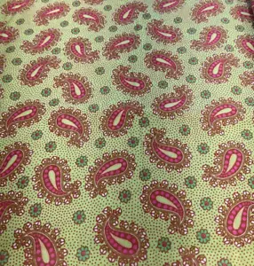 PINK PAISLEY ON LIME GREEN COTTON- BY THE YARD - Picture 1 of 2