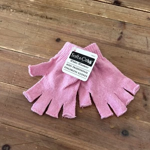 Soft & Cosy Kids Fingerless Gloves Boy Girl Childrens Winter Knitted Warmer Pink - Picture 1 of 18