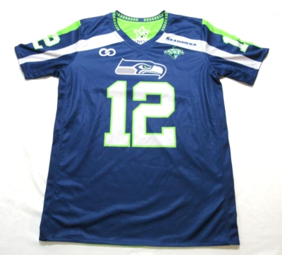 青少年大号海鹰队双面#12国旗橄榄球联盟黄石球衣 — 第 1/4 张图片