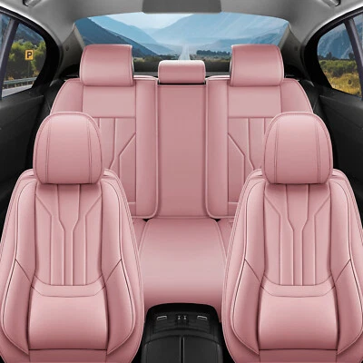 Nappa Leather 5 Seat Car Seat Covers Full Set Protector with Lumbar Support - Image 1 of 4