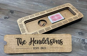Personalized Custom-made Oak Cribbage Board - Made to order - Picture 1 of 6