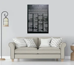 Bitcoin Whitepaper A3 Size Aluminium Poster - Gold Or Black - Picture 1 of 14