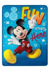 New Officially Licensed Disney Mickey Mouse "Fun Starts Here" Cozy Throw Blanket - Picture 1 of 2