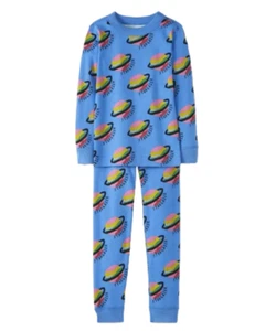 Hanna Andersson Kids Long Sleeve Printed Long John Pyjama Set - Blue/Stargazer - Picture 1 of 1