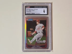 Mike Trout 2012 Bowman Chrome Refractor Baseball Card #157 graded CGC 9 - Picture 1 of 2