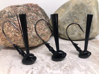 Brush Weedless Bass Jig Flipping not football Jigs black junebug watermelon red - Image 1 of 4