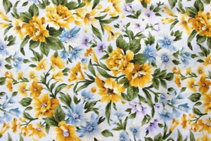 BLUE & YELLOW SPRING FLORAL KONA BAY FABRICS COTTON SEW CRAFT QUILT N-165 OOP - Picture 1 of 4