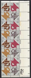 1745 MNHPlate Block of 16,13-cent stamps - Folk Art, American Quilts - Picture 1 of 3