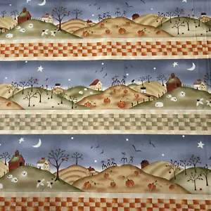 30" Harvest Town Jacqueline Paton Red Rooster Fall Scenic Stripe - Picture 1 of 3