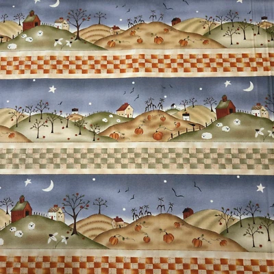 30" Harvest Town Jacqueline Paton Red Rooster Fall Scenic Stripe - Image 1 of 3