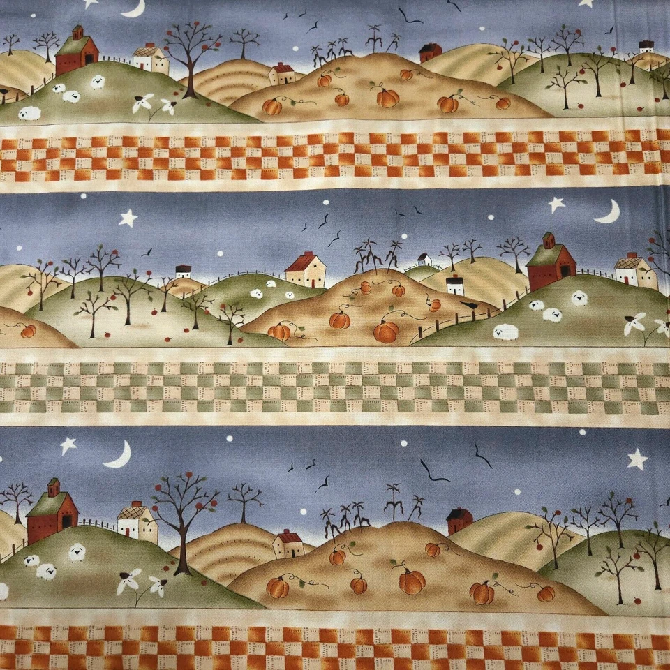 30" Harvest Town Jacqueline Paton Red Rooster Fall Scenic Stripe - Image 1 of 3