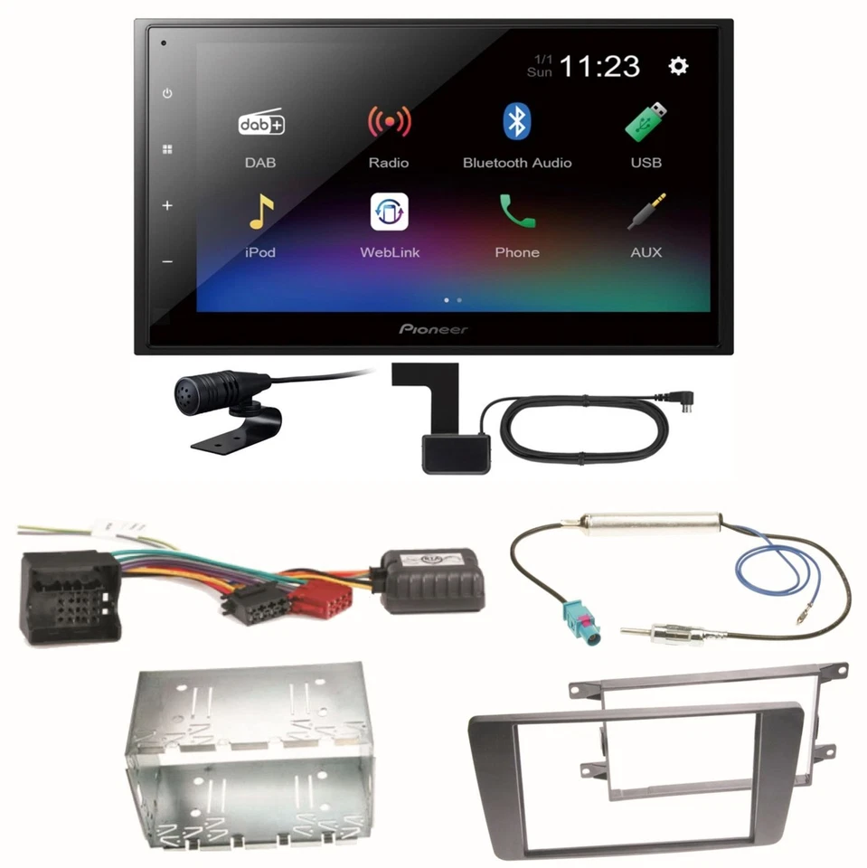 Pioneer DMH-A340DAB Digitalradio Bluetooth Einbauset für Skoda Octavia 2 Yeti 5L - Bild 1 von 1