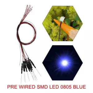 20pcs Pre-wired 30awg Wire Blue SMD LED 0805 Light with Resistor for 12V L0805B - Picture 1 of 6