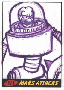 Mars Attacks - Autograph Sketch Card - Little House - Topps 2012 Release - Picture 1 of 2