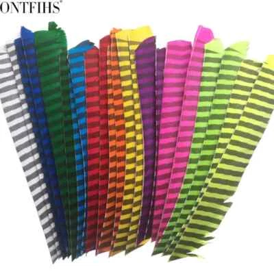 200 PCS Full length Archery Arrow Feathers Fletches Fletching RW LW - Striped - Image 1 of 4