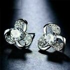 3.20 Ct Simulated Diamond Flower Engagement Stud Earrings 14K White Gold Finish