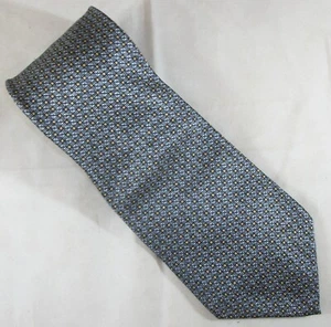 NAUTICA Blue-Gray, Gold Check Silk Neck Tie 57" Long x 4" Wide (E924) - Picture 1 of 3