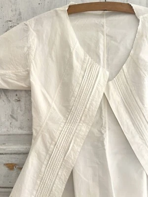 Victoriano Francés Mujer SIN TERMINAR CRUJIENTE Lino Algodón CARACO Pintucks c1900 Foto 1 de 4