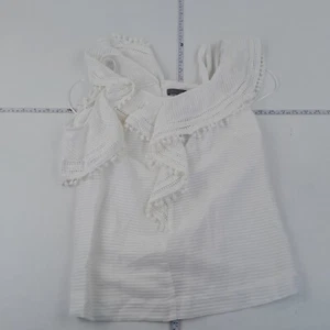 MINT VELVET Top 6 White Womens Cotton Striped Casual Ruffle Blouse Flutter - Picture 1 of 10