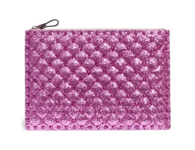  VALENTINO GARAVANI Brillo Rockstud Spike Cremallera Bolsa Agua Lillac Foto 1 de 4