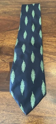 NEIMAN MARCUS CORBATA CUELLO SEDA AZUL MARINO CON TRIGO VERDE TL Foto 1 de 4