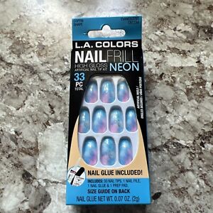 L.A. Colors NailFrill High Gloss Artificial Nails Glue Included 33 Pieces Total