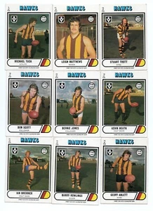 1976 Scanlens FULL Team Set HAWTHORN 12 Cards - Unmarked CHECKLIST - Picture 1 of 4