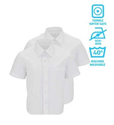 Lot de 2 chemises scolaires fille coupe régulière facile à repasser manches courtes 4 à 5 ans - Photo 1/4