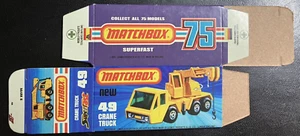 Matchbox Superfast #49 Crane Truck '74-'76 Type J Repro Box - Picture 1 of 2