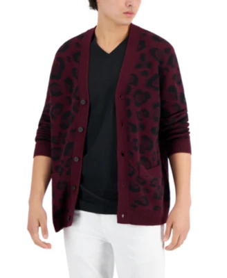 I.n.c. International Concepts Men's Crosby Cheetah Cardigan Size Medium New - Image 1 of 2