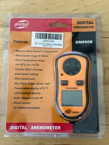 Benetech GM8908 LCD Wind Speed Gauge Meter Digital Anemometer NTC Thermometer B - Picture 1 of 2