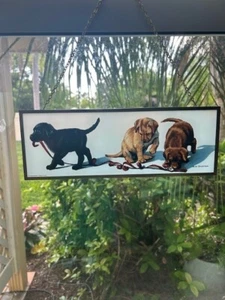 Glassmasters USA By Amy Brackenbury Stained Glass Red Tape Puppies Suncatcher - Picture 1 of 9